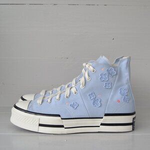 Converse Chuck 70 Blue Sneakers Women's 13.5 Men's 11.5 3D Flowers High Top